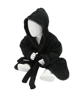 AR022 Babiezz Baby Badjas met Capuchon - Zwart - Black