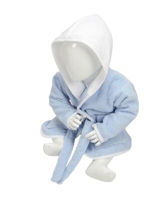 AR022 Babiezz Baby Badjas met Capuchon - Lichtblauw/Wit - Light Blue/White