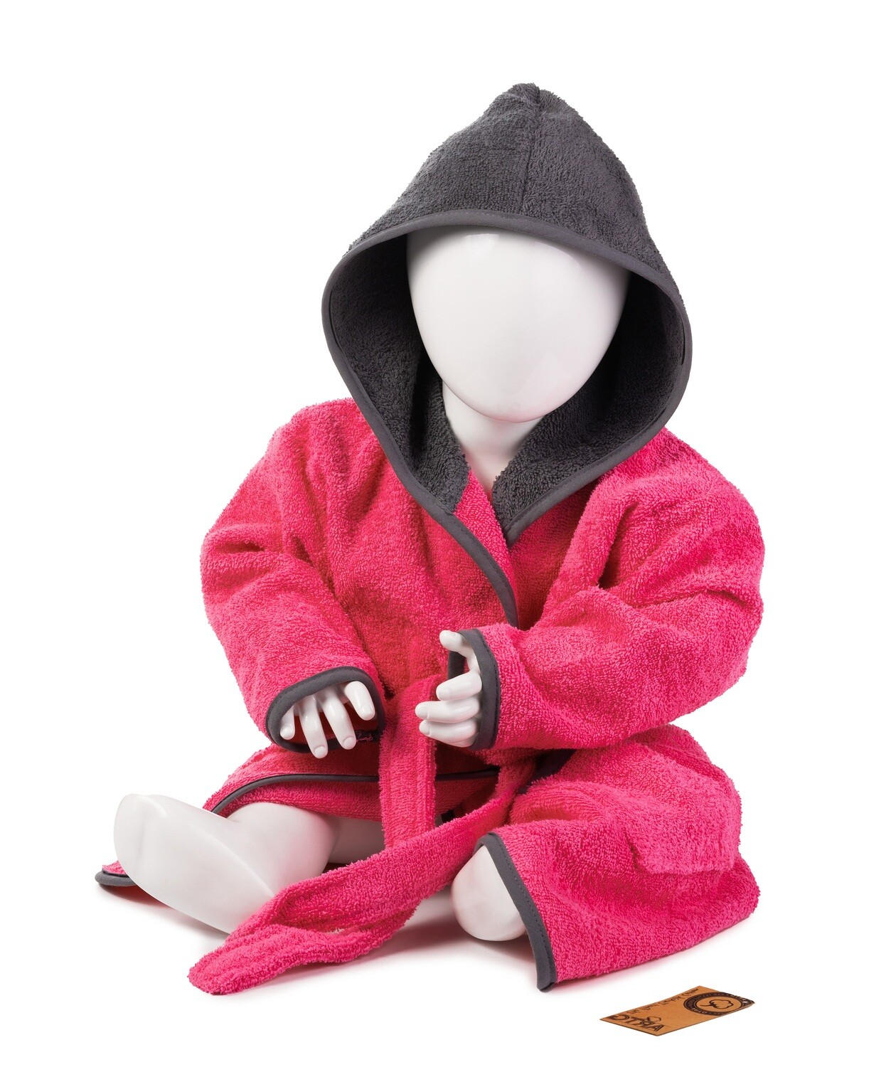 AR022 Babiezz Baby Badjas met Capuchon - Rose/Donkergrijs - Pink/Graphite