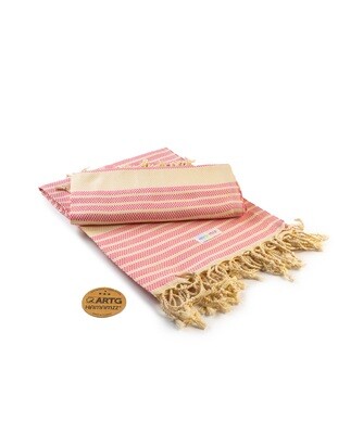 AR055 Hamamzz handdoek - Rose met Creme - Pink/Ivory