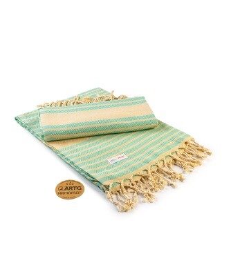 AR055 Hamamzz handdoek - Mintgroen met Creme - Mint/Ivory