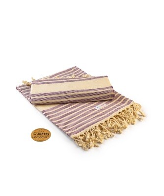 AR055 Hamamzz handdoek - Paars Blauw met Creme - Purple/Ivory