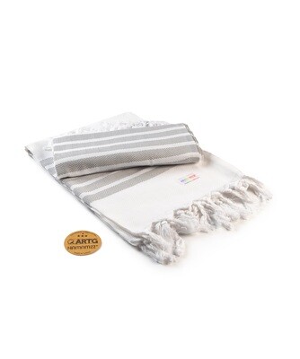AR053 Hamamzz handdoek - Wit met Lichtgrijs - White/Light Grey