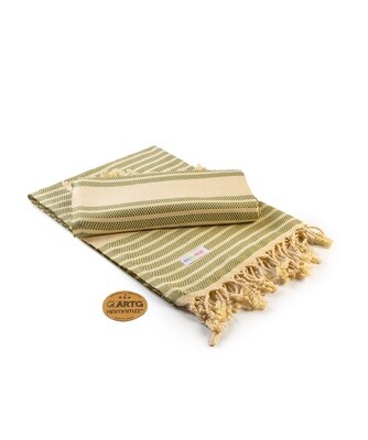 AR055 Hamamzz handdoek - Olijfgroen met Creme - Olive/Ivory