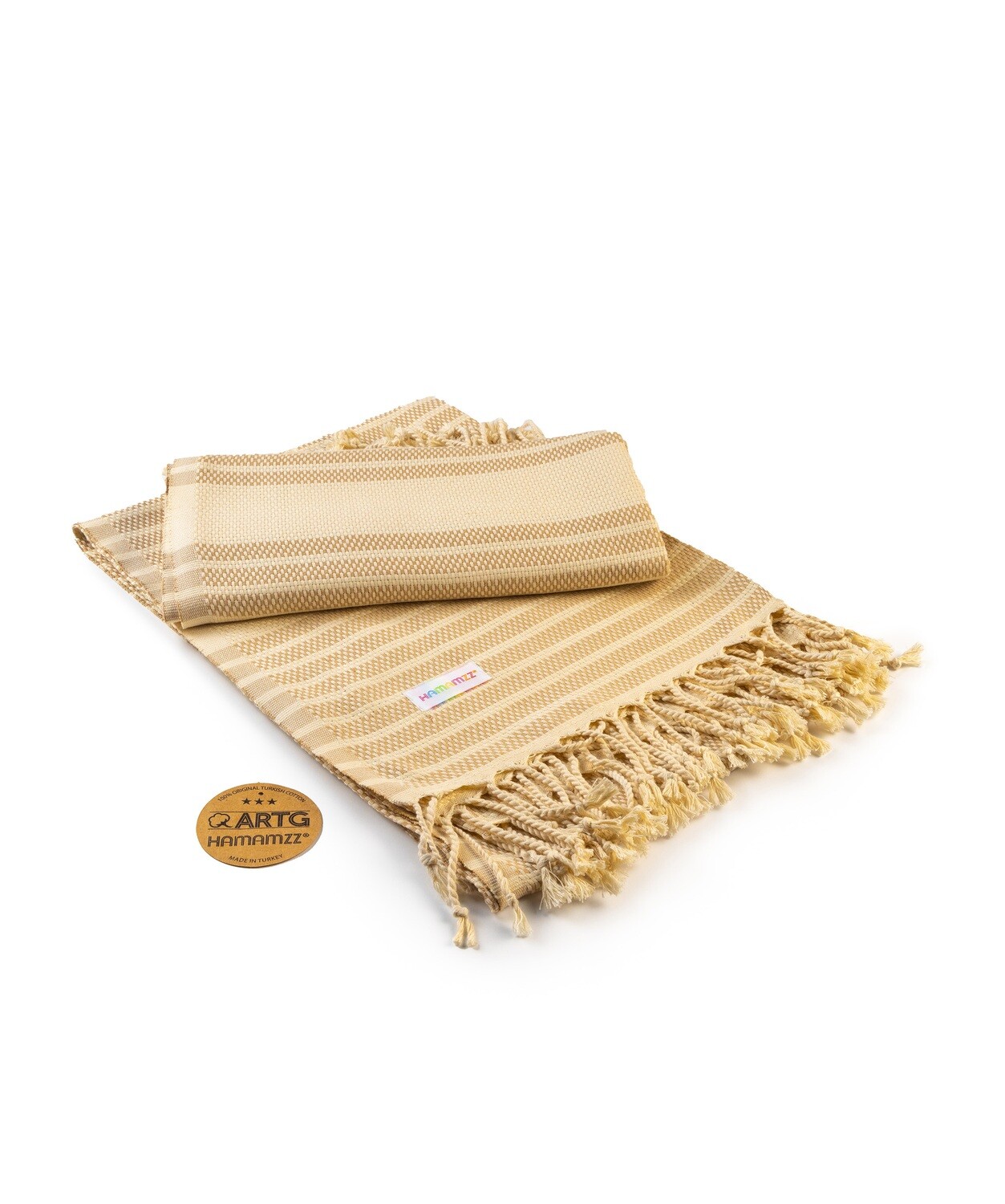 AR055 Hamamzz handdoek - Beige met Creme - Sand/Ivory