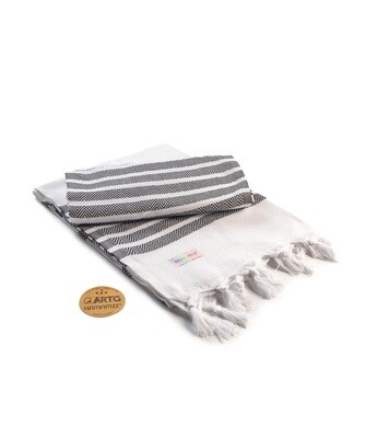 AR053 Hamamzz handdoek - Wit met Zwart - White/Black