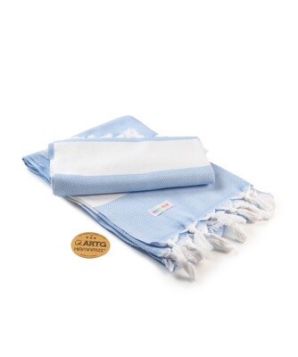 AR056 Hamamzz towel - White with Light Blue