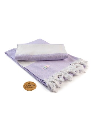 AR056 Hamamzz handdoek - Wit met Lichtpaars - White/Light Purple
