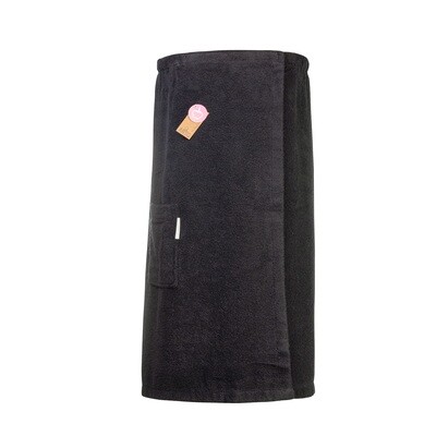 AR043 Sauna Kilt Dames - Badstof - Zwart - Black - 170 cm