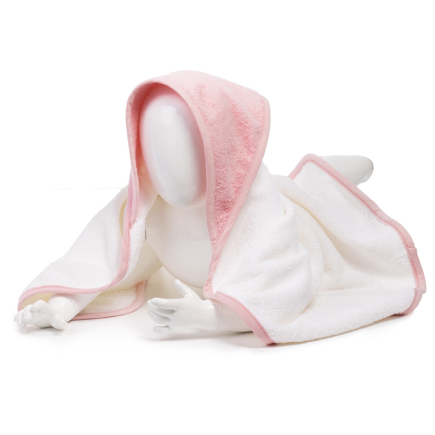ARB032 Babycape - 75 x 75 cm - Wit met Lichtrose - White/Light Pink