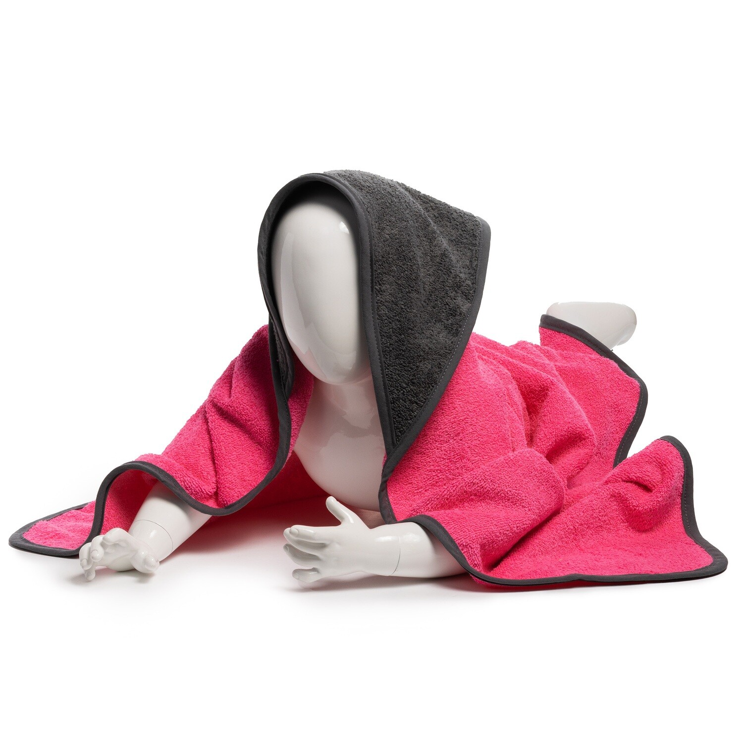 ARB032 Babycape - 75 x 75 cm - Rose met Donkergrijs - Pink/Graphite