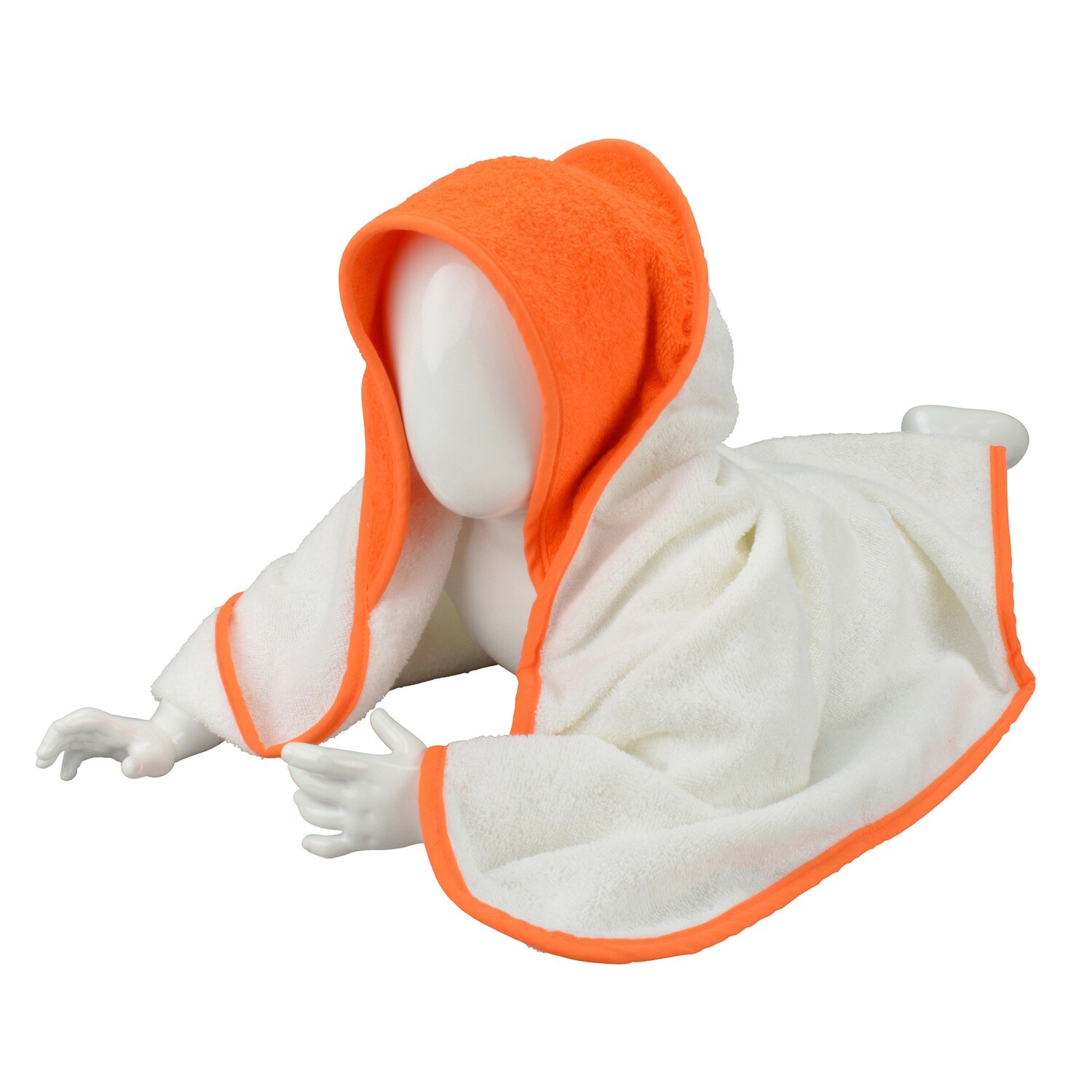 ARB032 Babycape - 75 x 75 cm - Wit met Oranje - White/Bright Orange