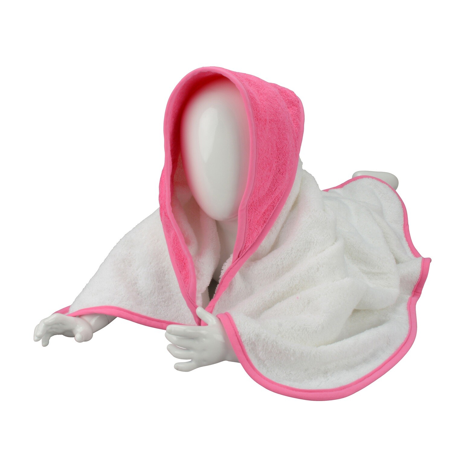 ARB032 Babycape - 75 x 75 cm - Wit met Rose - White/Pink