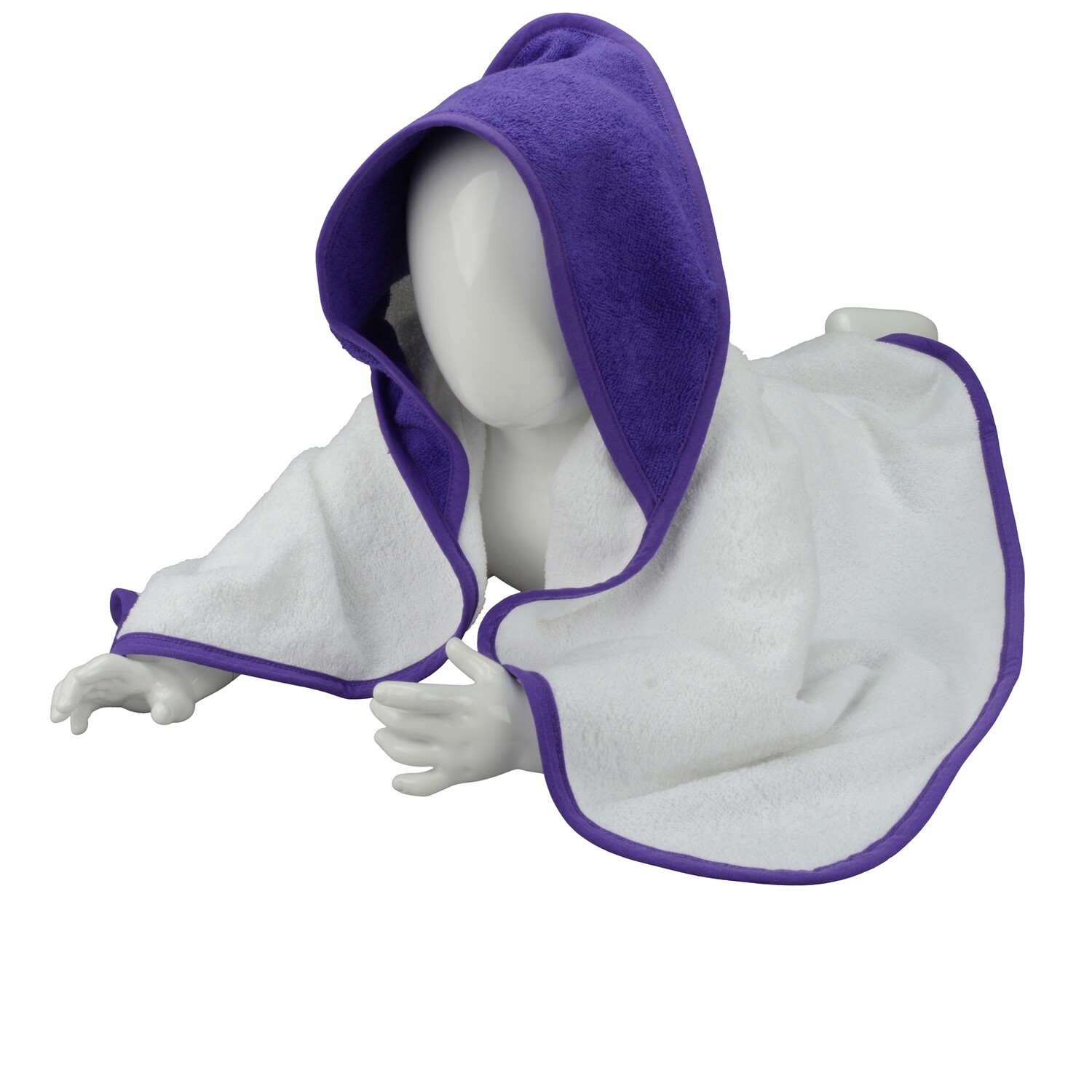 ARB032 Babycape - 75 x 75 cm - Wit met Paars - White/Purple