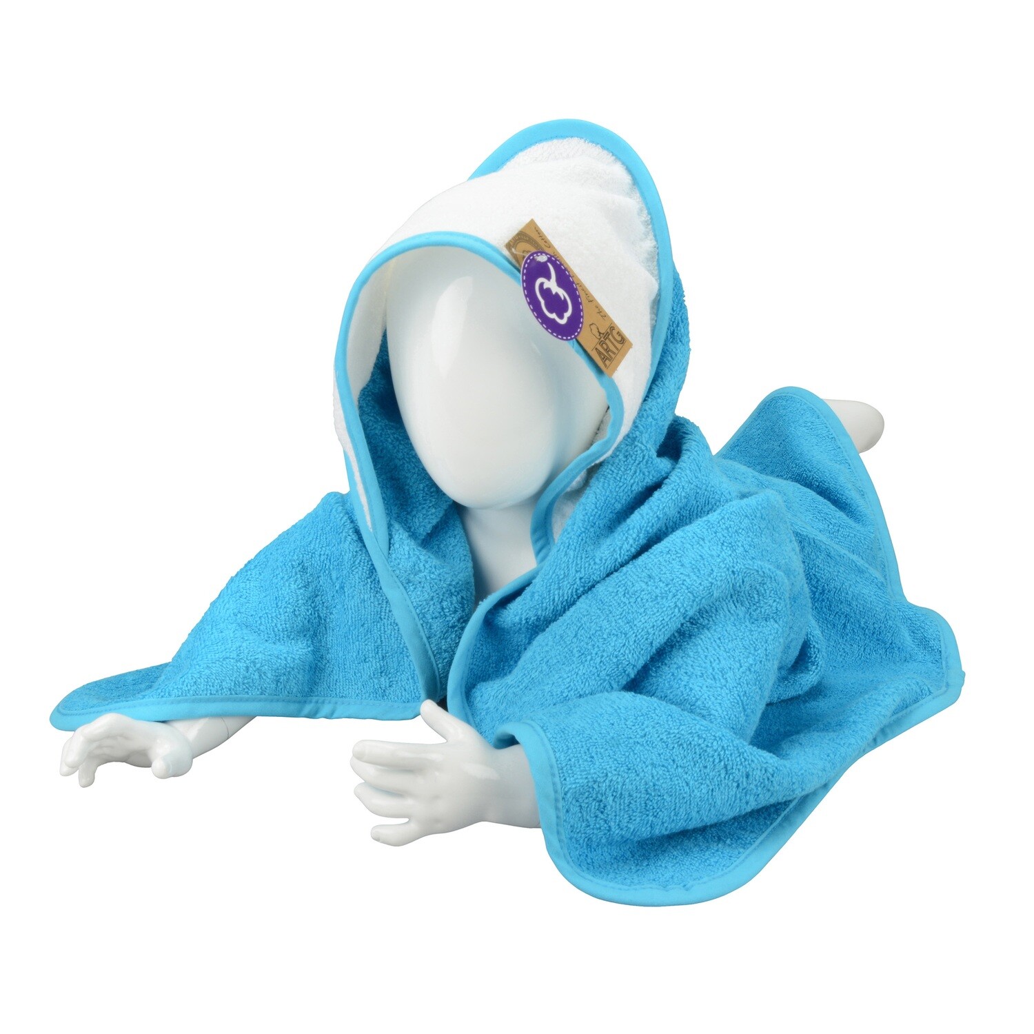 ARB032 Babycape - 75 x 75 cm - Zeeblauw met Wit - Aqua Blue/White