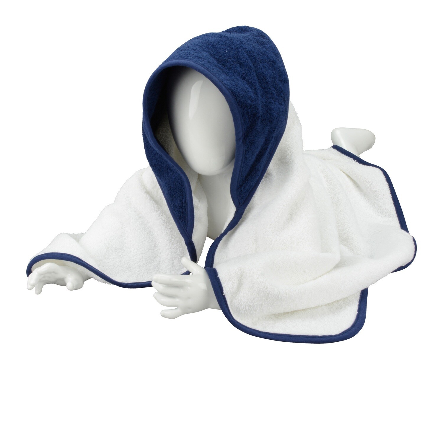 ARB032 Babycape - 75 x 75 cm - Wit met Donkerblauw - White/French Navy