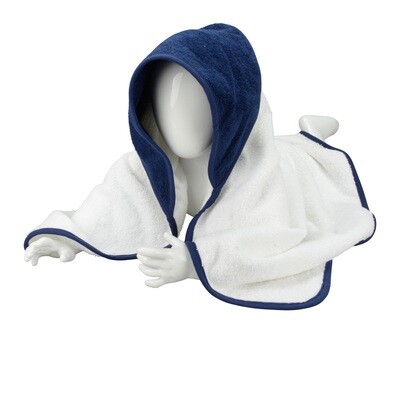 ARB032 Babycape - 75 x 75 cm - Wit met Donkerblauw - White/French Navy