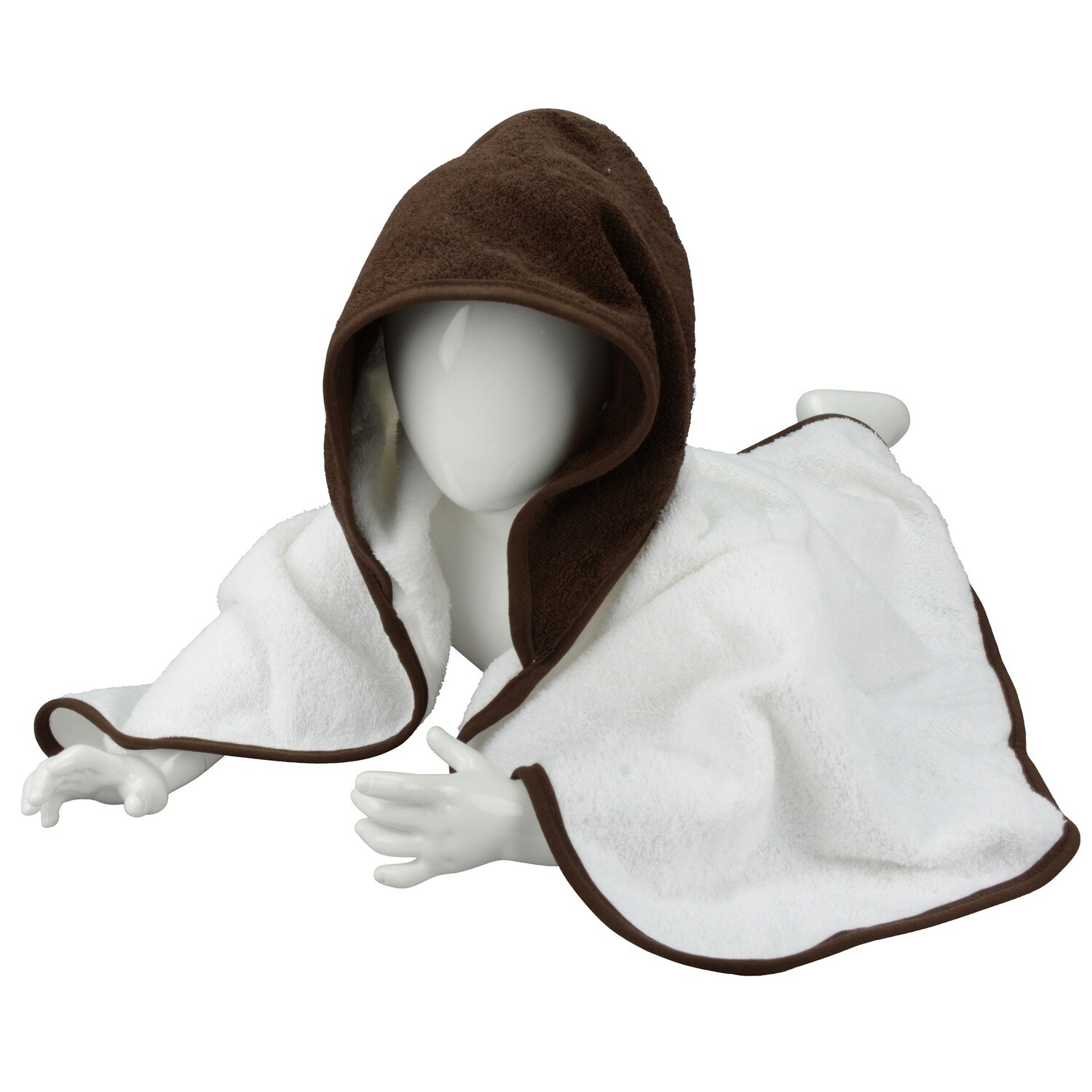 ARB032 Babycape - 75 x 75 cm - Wit met Chocoladebruin - White/Chocolate Brown