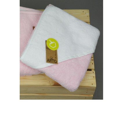 ARB032 Babycape - 75 x 75 cm - Lichtrose-Wit -- Light Pink/White