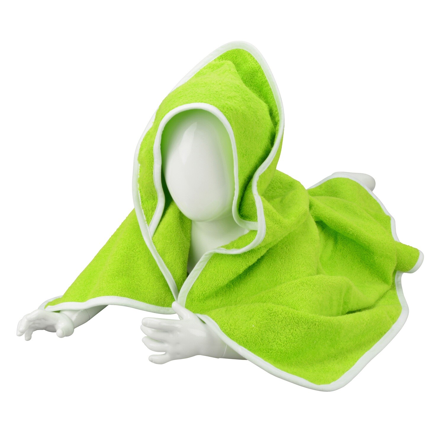 ARB032 Babycape - 75 x 75 cm - Helder Groen met witte rand - Lime Green/White
