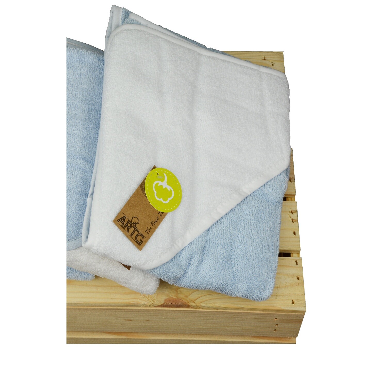 ARB032 Babycape - 75 x 75 cm - Lichtblauw-Wit -- Light Blue/White