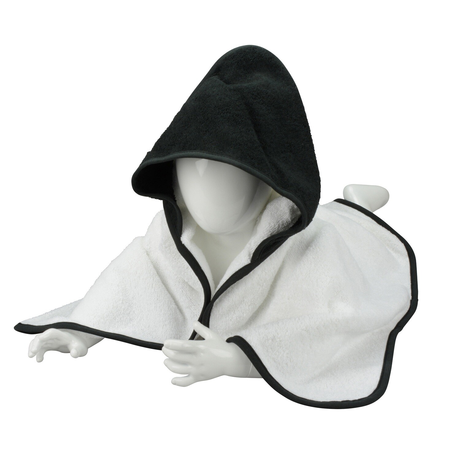 ARB032 Babycape - 75 x 75 cm - Wit met Zwart - White/Black