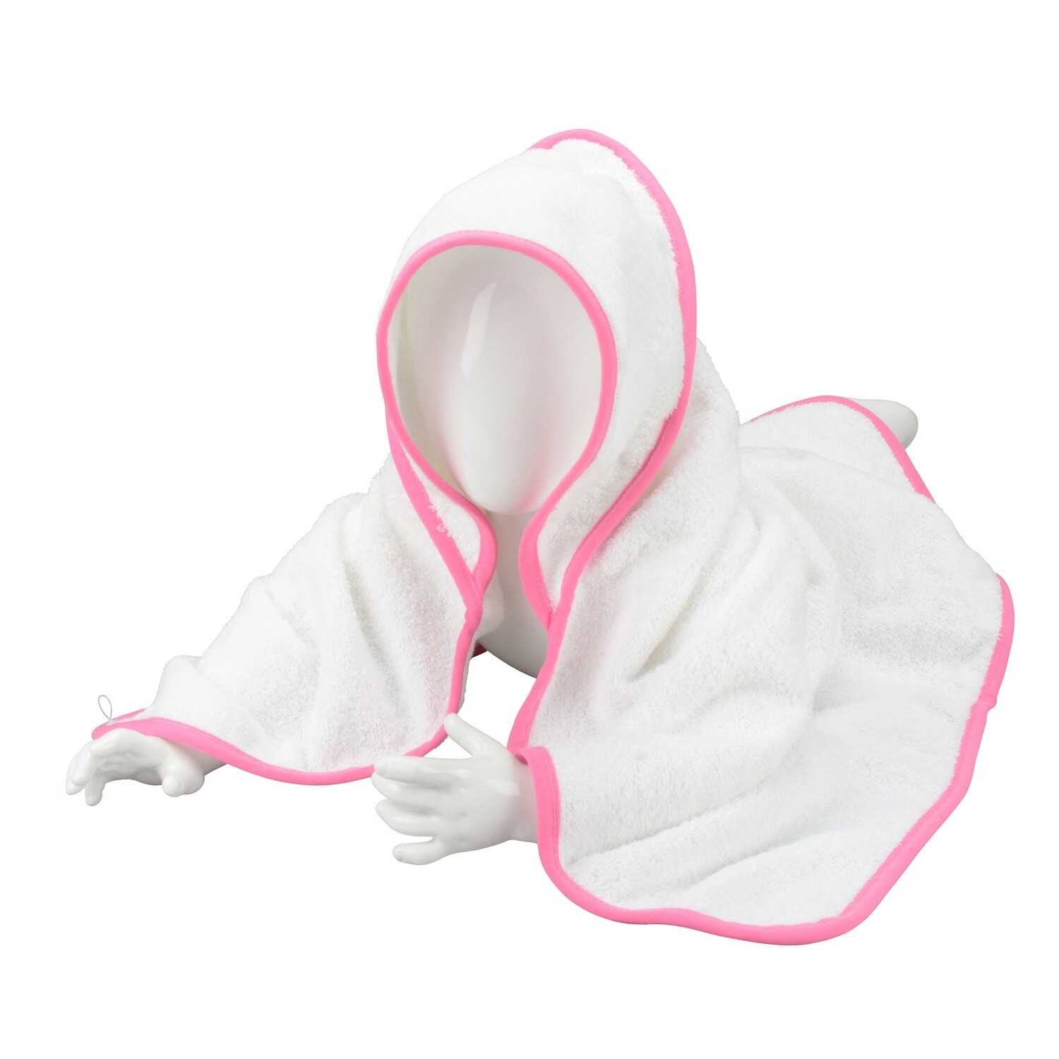 ARB032 Babycape - 75 x 75 cm - Wit met Rose - White/White/Pink