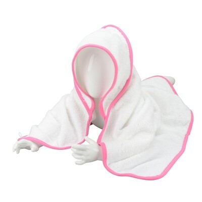 ARB032 Babycape - 75 x 75 cm - Wit met Rose - White/White/Pink
