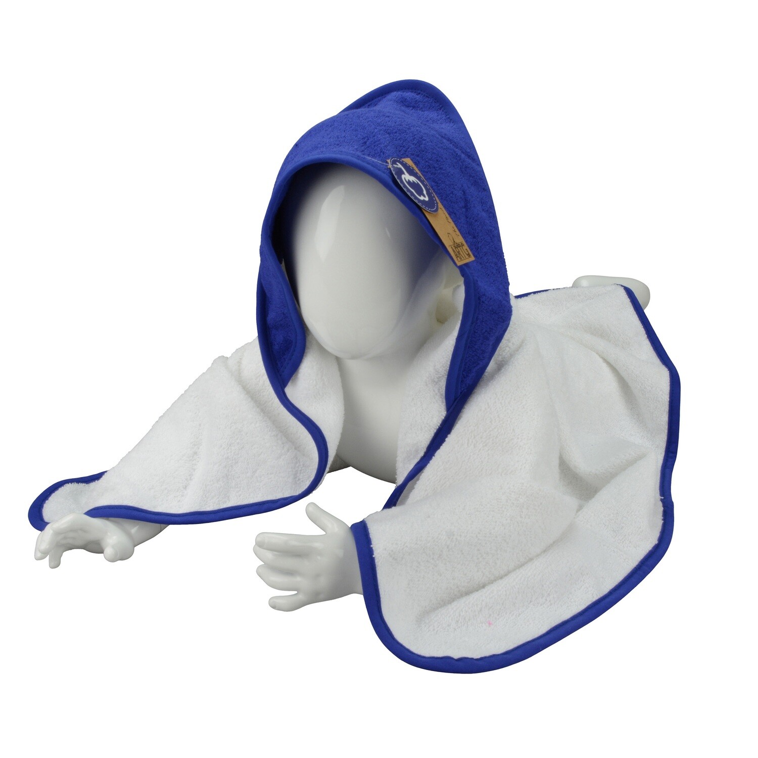 ARB032 Babycape - 75 x 75 cm - Wit met Koningsblauw - White/True Blue