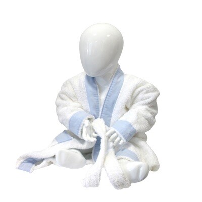 AR023 Babiezz Baby Badjas - Wit met Lichtblauw