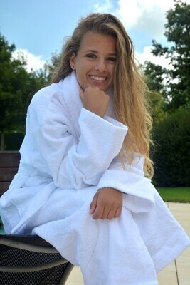AR025 Bathrobe with Shawl Collar - White