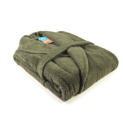 AR025 Bathrobe with Shawl Collar - Old Green