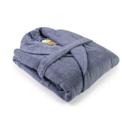 AR025 Bathrobe with Shawl Collar - Jeans Blue