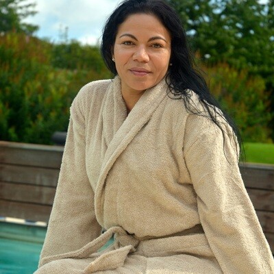 AR025 Bathrobe with Shawl Collar - Sand