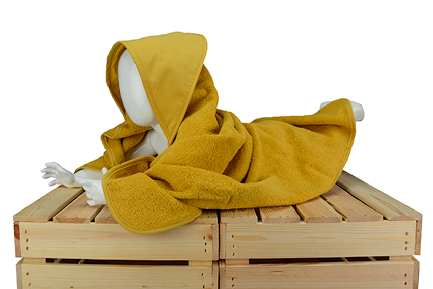 PRINT-Me® Baby Hooded Towel – Mustard - 75 x 75 cm