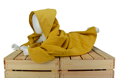 PRINT-Me® Baby Hooded Towel – Mustard - 75 x 75 cm