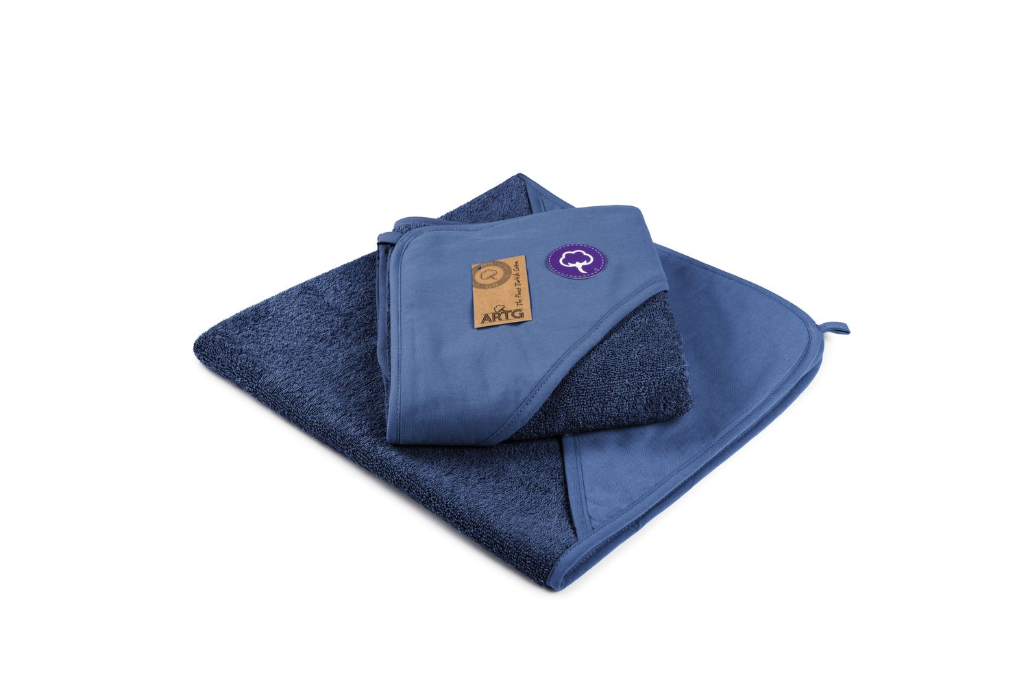 PRINT-Me® Baby Hooded Towel – French Navy - 75 x 75 cm