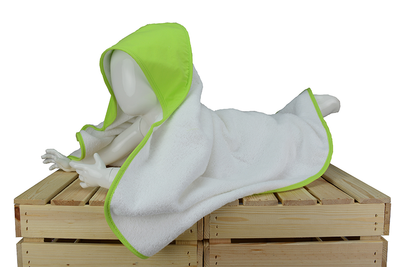 PRINT-Me® Baby Hooded Towel – White/Lime Green - 75 x 75 cm