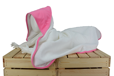 PRINT-Me® Baby Hooded Towel – White?Pink - 75 x 75 cm