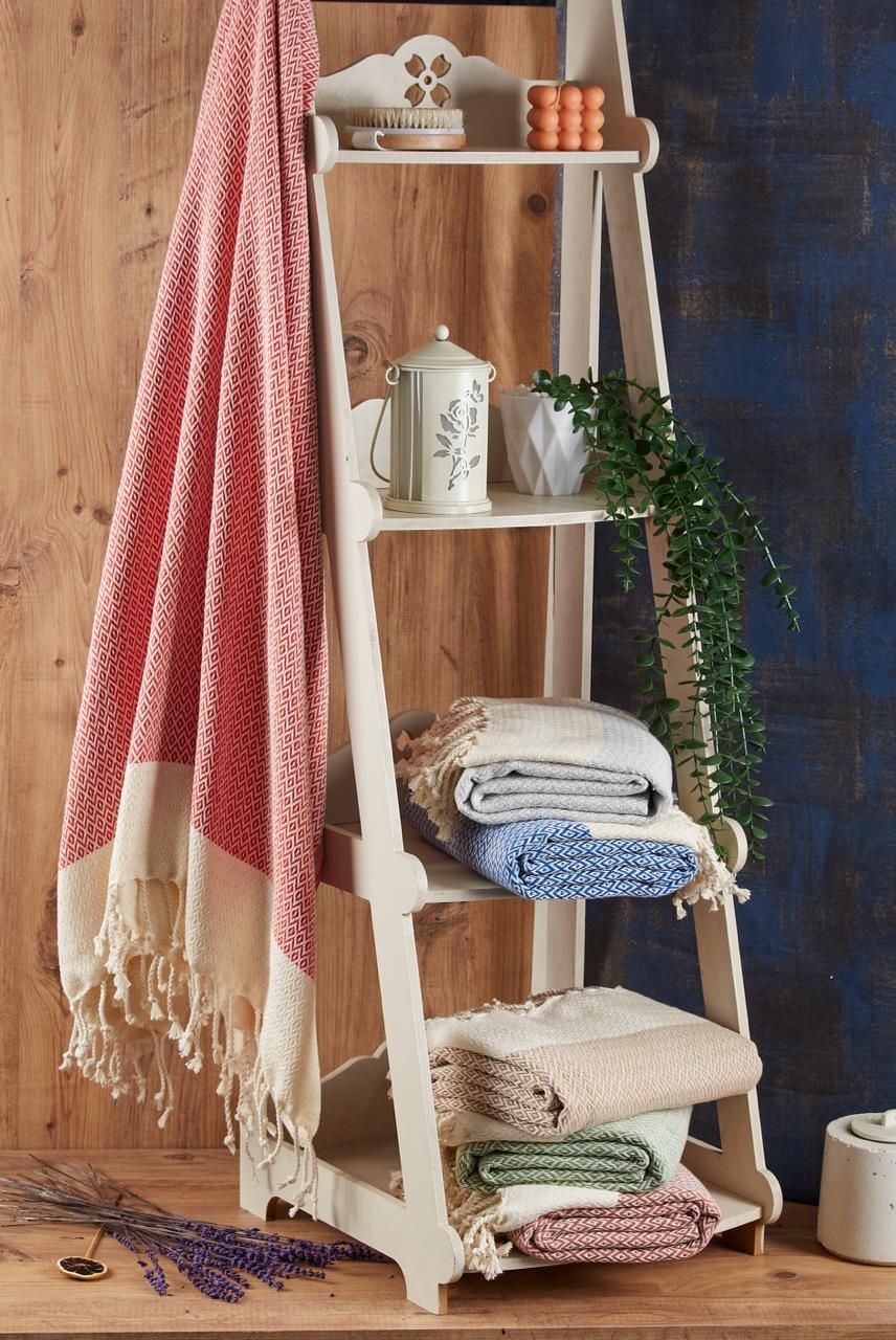 Hamamzz® Hamamhanddoek ca. 100x180 cm - Model Kemer - AR057 - OLD PINK/CREAM