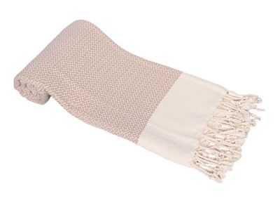 Hamamzz® Hamamtowel ca. 100x180 cm  - Model Kemer - AR057 - BEIGE/CREAM