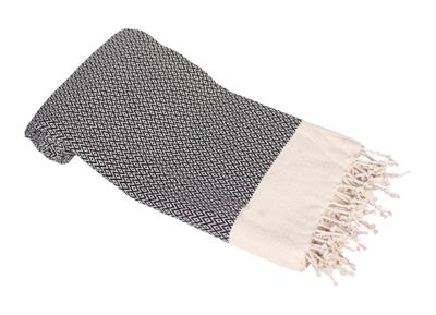 Hamamzz® Hamamtowel ca. 100x180 cm - Model Kemer - AR057 - BLACK/CREAM