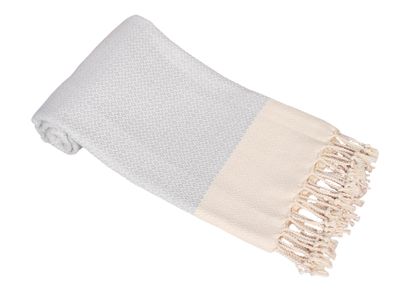 Hamamzz® Hamamtowel ca. 100x180 cm - Model Kemer - AR057 - GREY/CREAM