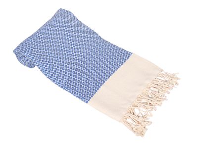 Hamamzz® Hamamtowel ca. 100x180 cm - Model Kemer - AR057 - DENIM BLUE/CREAM