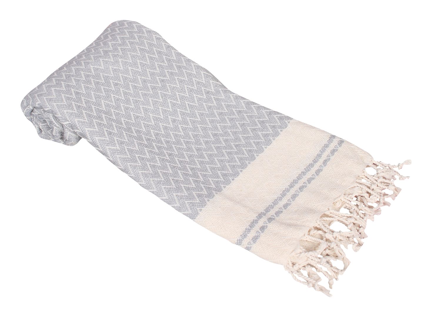 Hamamzz® Hamamtowel ca. 100x180 cm  - Model Kemer - AR057 - GREY/CREAM