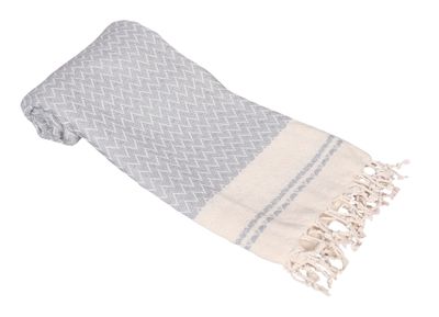 Hamamzz® Hamamtowel ca. 100x180 cm  - Model Kemer - AR057 - GREY/CREAM