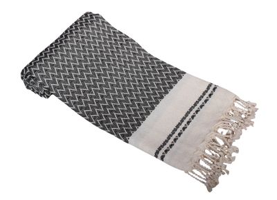 Hamamzz® Hamamtowel ca. 100x180 cm  - Model Kemer - AR057 - BLACK/CREAM