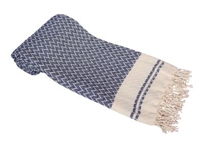 Hamamzz® Hamamtowel ca. 100x180 cm  - Model Alanya - AR054 - NAVY/CREAM