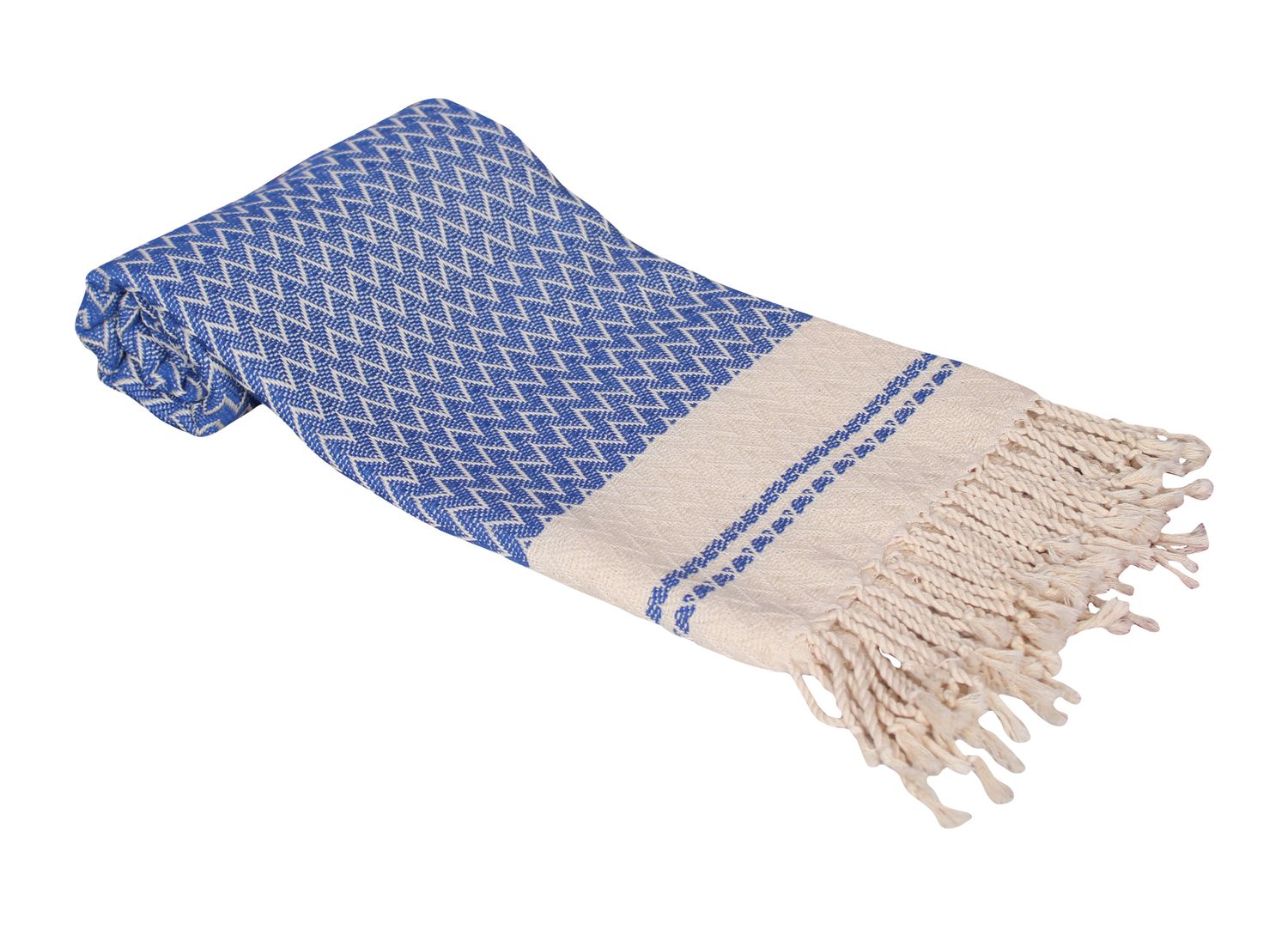 Hamamzz® Hamamtowel ca. 100x180 cm  - Model Kemer - AR054 - DENIM BLUE/CREAM