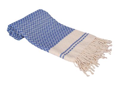 Hamamzz® Hamamtowel ca. 100x180 cm  - Model Kemer - AR054 - DENIM BLUE/CREAM